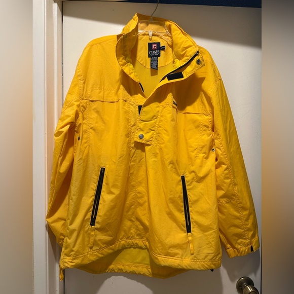 Vintage Chaps Men’s Yellow Pullover Sailing Windbreaker Jacket w Hideaway Hood S - Picture 1 of 5